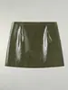 Conjunto de Cuero Brillante Estilo Retro, Modelo Nuevo Transfronterizo Europeo y Americano 2026, Chaqueta de Cuero de Doble Botonadura Ceñida a la Cintura con Minifalda de Cuero del Mismo Color