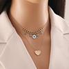 [Ice Meng] Collar de ojo de circón con personalidad, cadena doble de acero inoxidable, joyería transfronteriza europea y americana por N100