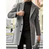 Comercio exterior transfronterizo Amazon moda masculina otoño e invierno gabardina de lana de un solo pecho con cuello de traje estilo británico, abrigo de longitud media