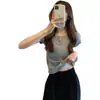 Camiseta corta de verano para mujer, diseño ajustado, cropped, estilo 'hot girl', manga corta, top para estudiante