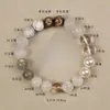 Pulsera de Ágata Cristalina para Potenciar los Elementos Fuego, Madera, Agua y Tierra, Pulsera de Piedras Múltiples Regalo para Hombres y Mujeres