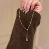 Collar de Gota de Agua de Oro Antiguo Medio de Cintura Pequeña para Mujer Ligero Lujo Retro Simple Otoño e Invierno Nuevo Elegante Para Todo Cadena de Lana