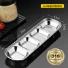 Prato de Condimentos de Aço Inoxidável 304 Churrasco Coreano Panela Quente Prato de Molho Prato de Condimentos Prato de Vinagre Dois Compartimentos Três Compartimentos Prato de Kimchi
