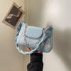 Design de Nicho Moda Casual Bolsa de Axila Feminina 2024 Verão Novo Estilo Bolsa de Ombro Têxtil Versátil Crossbody Pequena Quadrada