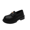 Mocasines de cuero genuino marrón de suela gruesa para mujer, zapatos de cuero estilo británico sin cordones, zapatos Mary Jane estilo universitario, zapatos simples JK japoneses