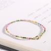 Pulseira de turmalina colorida pequena de 3mm feminina Pedra Wangfu Brasil Ouro 14K cor degradê design de nicho ins joias outono e inverno