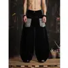 Jeans retrô americano com estampa de leopardo e design de sabre cruzado para homens, estilo primavera e outono, design de rua, calças largas soltas e que afinam