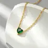 Collar Colgante Corazón de Acero de Titanio con Circonita Cúbica de Colores Cadena Clavicular de 12 Piedras de Nacimiento para Mujer