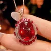 2026 Joias Mais Vendidas Banhadas a Ouro Cobre Corindo Vermelho Sintético Espinélio Azul Conjunto de Luxo Leve Pedra Principal 15*18