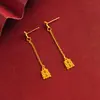 Brincos Estilo Chinês Retrô Dupla Felicidade, Ganchos de Orelha Fortuna Dupla Felicidade, Brincos Longos Elegantes com Franjas, Acessórios para Orelha, Peça Única Atacado
