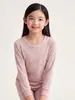 Ropa térmica de otoño para niñas, ropa interior de algodón puro para niñas pequeñas, capa base de invierno, top de cuello redondo para niñas pequeñas, pijamas para niños
