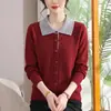 Nueva colección de otoño: Suéteres de manga larga para mujeres de mediana edad y mayores, tops rejuvenecedores, prendas de punto de otoño para mamás, capas base con cuello
