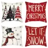 Fronha de almofada de boneco de neve de Natal transfronteiriça Almofada de sofá Decoração de sala de estar Festa de feriado de Natal Almofada impressa criativa