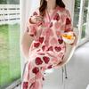 Pijama feminina atacado transfronteiriço primavera e outono novo algodão imitação manga comprida senso de alta qualidade doce casual fofo roupa de casa terno
