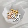 Colgante de Cruz de Acero Inoxidable Más Vendido Transfronterizo Simple Chapado en Oro Accesorios para Pulseras de Joyería DIY Listos para la Venta