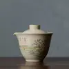 Planta Gris Vintage Maceta de Mano Tetera Oficina Exterior Portátil Tetera Cerámica Hogar Kung Fu Juego de Té Tetera Individual