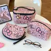 Bolsa de Maquillaje con Estampado de Leopardo para Mujer 2025 Nuevo Modelo Portátil de Gran Capacidad Bolsa de Almacenamiento de Maquillaje Bolso de Mano para Artículos de Tocador