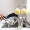 Cepillo para Ollas de Paja de Trigo con Mango Largo Antiadherente Aceite Cepillo de Lavar Platos para el Hogar Colgable Portátil Cepillo Limpiador para Fregadero de Cocina Estufa