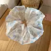 Scrunchie Floral de Tela Suave para Mulheres, Elástico de Cabelo de Alta Elasticidade, Corda Doce e Elegante para Rabo de Cavalo, Acessório de Cabelo Elástico