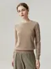 Suéter 100% Caxemira Pura Feminino Gola Redonda Slim Fit Camada Base Tricô Outono Inverno Novo Estilo Cor Sólida Versátil Top de Tricô