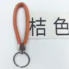 Cordón de cuero simple cuerda redonda PU llavero soporte para llaves de coche accesorio colgante para bolso anillo redondo colgante de regalo