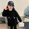 Camiseta de manga larga para niña, elegante camiseta básica de algodón puro para niños de primavera y otoño, top casual lindo con estampado para niñas
