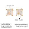 Pendientes Cuadrados Minimalistas y de Moda con Circonita en Estilo Europeo y Americano, Acero Inoxidable Recubierto al Vacío con Oro de 18 Quilates, Pendientes Versátiles y de Alta Gama