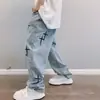 Novedad Primavera/Verano 2025 Estilo Coreano Moderno Casual Pantalones Cortos para Hombre Estilo Hong Kong Jeans de Pierna Ancha Ajuste Recto Holgado para Hombre