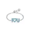Anillo de Cadena con Letras "I LOVE U" de Plata de Ley 925 Lujo Ligero Romántico para Mujer Temperamento Suave Regalo del Día de San Valentín