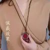Cinnabar Crudo Plata de Tíbet Thangka Moneda del Espíritu de la Montaña Colgante Arena Dorada Púrpura Collar del Año de Nacimiento para Hombres y Mujeres Joyería de Regalo Venta al por Mayor