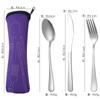 Juego de cubiertos portátil de acero inoxidable transfronterizo para estudiantes, cuchillo, tenedor, cuchara, palillos, bolsa de tela, juego con impresión de LOGO, venta directa de fábrica
