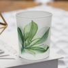 Candelabro de Vidrio Estampado con Planta Verde Escandinava Decoración Romántica a la Luz de las Velas DIY Vaso Vacío para Vela de Incienso Cera de Poder Libre