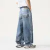 Jeans rotos estilo high street americano para hombre, nuevos y modernos para el otoño de 2026, pantalones holgados rectos de pierna ancha
