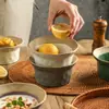Bol para Ensalada Estilo Japonés, Bol Rústico Vintage de Cerámica con Forma de Sombrero, Bol para Postre, Bol para Sopa Dulce, Plato Profundo de Cerámica, Bol para Yogur, Bol de Paja Estilo Pastoral