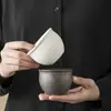 Taza de Degustación Cerámica Chapada en Oro Taza de Té Glaseado de Óxido Cerámica Vintage Portaté Juego de Té Kung Fu Taza de Maestro Taza de Invitado Taza de Té Pequeña