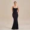 Europa e Estados Unidos transfronteiriços 2025 verão novo quente sexy hip vestido meninas quentes sem costas renda suspensórios vestido feminino