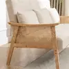 Sofá Pequeño para Apartamento de Madera Maciza de Ratán y Tela, Estilo Madera Natural, de Dos o Tres Plazas, Fila Recta, Sofá Pequeño Casual y Sencillo para Casa de Huéspedes