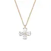 Collar Coreano de Moda Nicho Trébol de Cuatro Hojas Diamante Blanco, Versátil y de Alta Gama, No se Desvanece, Gargantilla de Lujo Ligero, Cadena para Clavícula