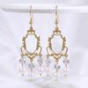 Pendientes colgantes huecos de perlas retro de estilo antiguo, elegantes ganchos para la oreja retro, pendientes de moda para chica artística que combinan con todo