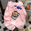 Sudadera con capucha de estilo americano linda de Crayon Shin-Chan para mujer Otoño e Invierno Tie-Dye Rosa Estilo Preppy Personalizada Casual
