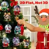 Conjunto de 12 Peças de Bola de Neve de Madeira Plana 2D Bola de Cristal de Natal Janela de Casa Escritório Pátio Decoração de Festa Pingente