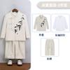 Nuevo Vestido Chinoiserie para Niños Estampado de Bambú en Tinta Hebilla Ropa Exterior Zhongshan Estilo Nacional para Niños Traje de Cuello Alto Traje Tang