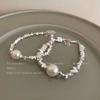 BR-1 plata rota varios dos alto imitación conchas perlas pulsera irregular viento frío personalidad moda temperamento pulsera red