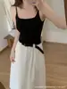 Novo Top Cropped Sexy de Alcinha Estilo Coreano em Cor Sólida com Bojo, Decote Quadrado, Modelagem Justa, Costas Abertas, Emagrecedor