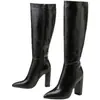 Botas femininas de salto alto direto da fábrica, novo modelo outono e inverno 2026, moda de comércio exterior transfronteiriço, zíper lateral, tamanho grande, botas longas