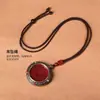 Cinnabar Crudo Plata de Tíbet Thangka Moneda del Espíritu de la Montaña Colgante Arena Dorada Púrpura Collar del Año de Nacimiento para Hombres y Mujeres Joyería de Regalo Venta al por Mayor