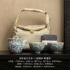 Conjunto de Chá Cerâmico Estilo Antigo Forno Ru Tianqing Um Bule Duas Xícaras Conjunto de Chá Portátil para Viagem ao Ar Livre Conjunto de Bule de Mão