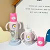 Garrafa reta de plástico com alça, válvula anticólica, mamadeira de 125ml