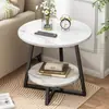 Mesa de centro pequeña mesa auxiliar de sofá doble capa sala de estar mesa redonda pequeña dormitorio simple estante de almacenamiento de mesita de noche balcón mesa de centro pequeña