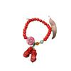 Pulsera de Doble Pixiu de Arena Roja Cinabrio Diseño de Nicho Simple y Versátil Pulsera de Cuentas Blancas y Rojas para Mujer